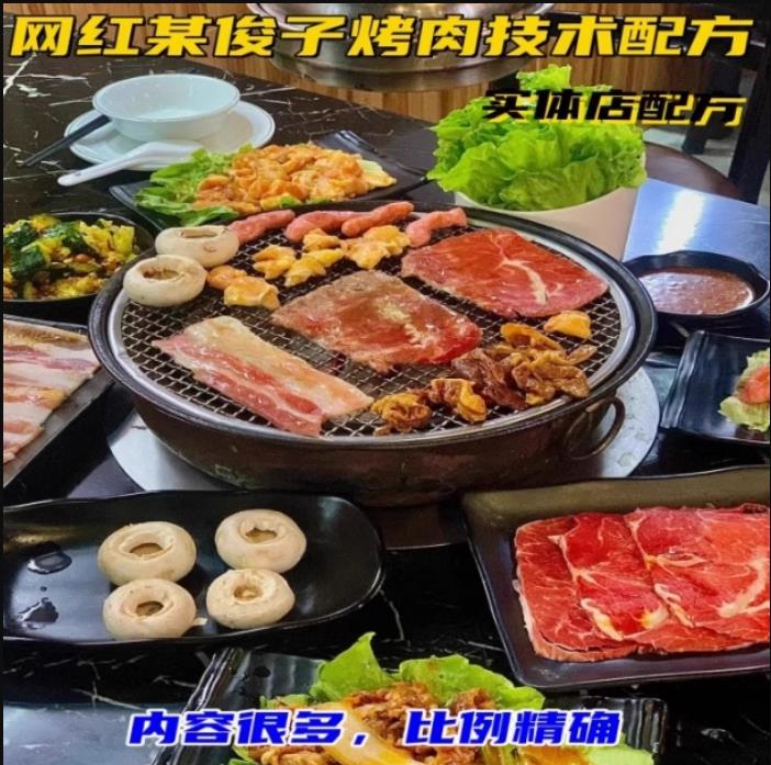 网红某俊子东北烤肉技术配方韩式烤肉日式烤肉配方小吃技术培训资料